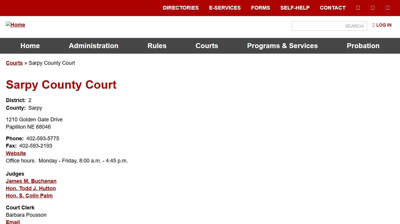 Sarpy County Court Nebraska Judicial Branch